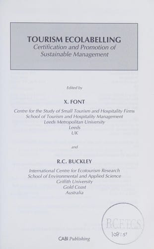 Tourism ecolabelling: certification and promotion of sustainable management