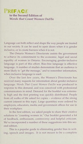 Words that count women out/in.