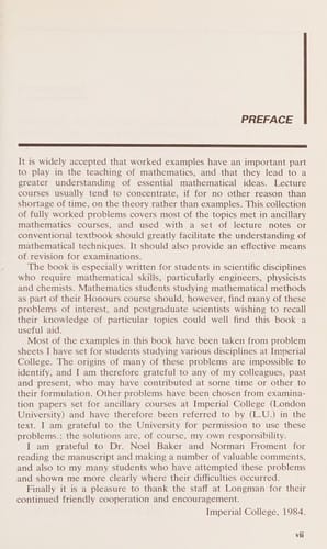 Worked examples in mathematics for scientists and engineers