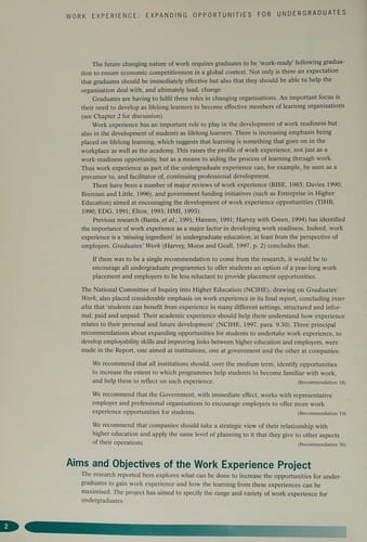 Work experience: expanding opportunities for undergraduates