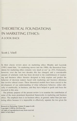 Theoretical foundations in marketing ethics