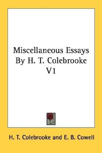 Miscellaneous Essays: V1