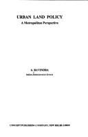 Urban land policy: a metropolitan perspective