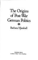 The origins of post-war German politics