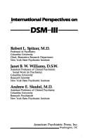 International Perspectives on Dms-Iii, Diagnostic and Statistical Manual of Mental Disorders