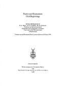 Poetry & Humanism: Oral Belongings (Raymond Dart lectures)