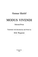 Modus Vivendi: Selected Prose of Gunnar Ekelof (Series a (Norvik Press), No. 12,)