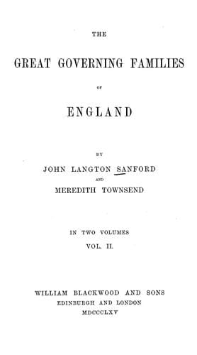 great governing families of England