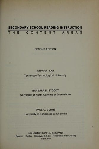Secondary school reading instruction: the content areas