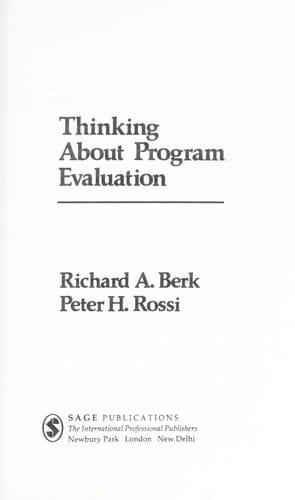 Thinking about program evaluation