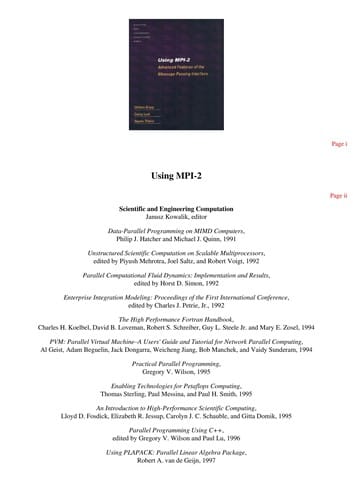 Using MPI-2: advanced features of the message-passing interface