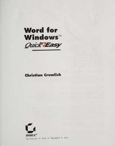 Word for Windows quick & easy