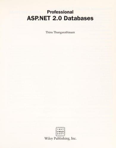 Professional ASP.NET 2.0 databases