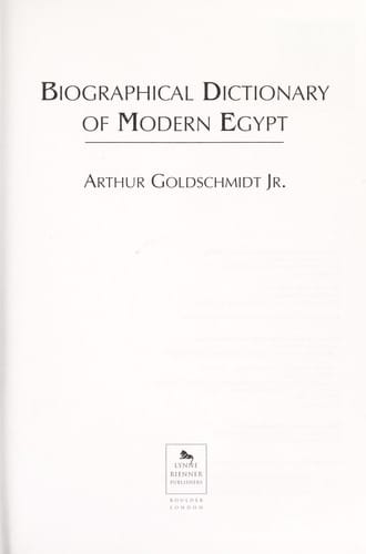 Biographical dictionary of modern Egypt