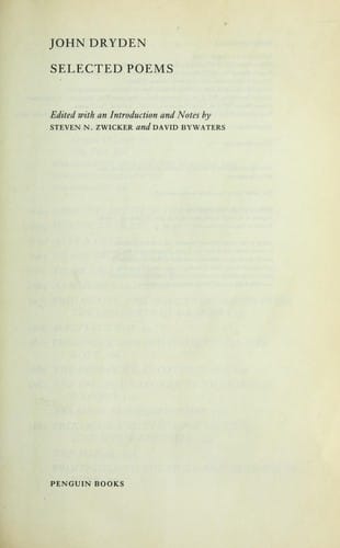 John Dryden: selected poems
