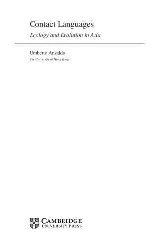 Contact Languages (Cambridge Approaches to Language Contact)