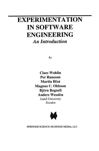 Experimentation in Software Engineering: an Introduction