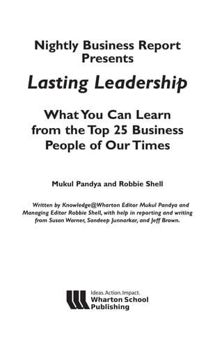 Nightly business report presents lasting leadership: what you can learn from the top 25 business people of our times