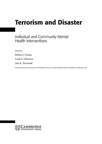 Terrorism and disaster: individual and community mental health interventions