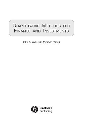 Quantitative methods for finance and investments