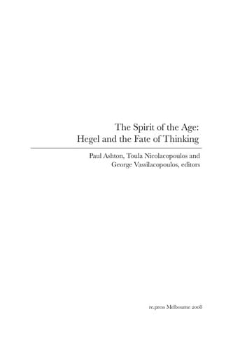 The spirit of the age: Hegel and the fate of thinking
