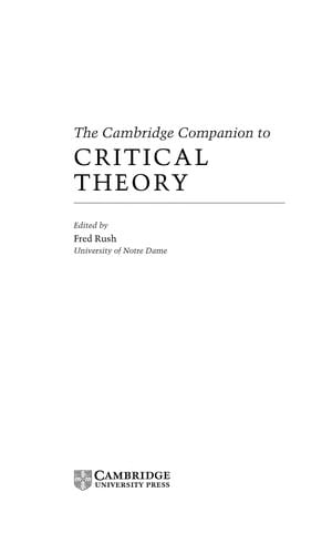 The Cambridge companion to critical theory