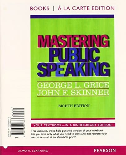Mastering Public Speaking, Books a la Carte Edition (8th Edition)