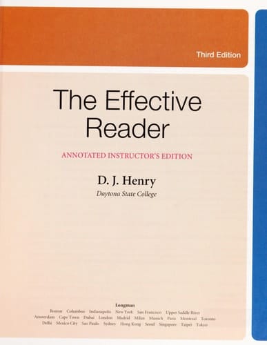 Effective Reader, The (3rd Edition) INSTRUCTOR'S EDITION