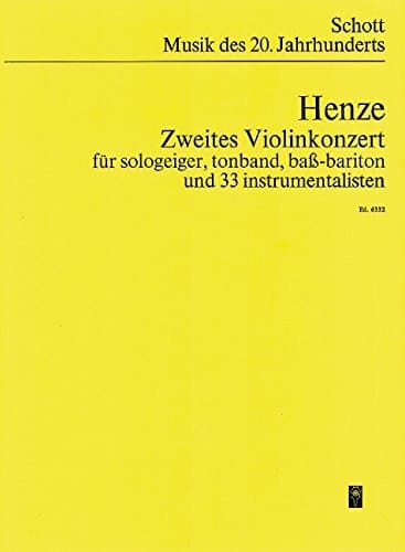 2. Violinkonzert - Unter Verwendung des Gedichts 'Hommage à Gödel' von Hans Magnus Enzensberger - Music Of Our Time - seulviolonr, bande magnétique, bassebaryton et 33 instrumentalisten - Partition d'étude - ED 6332