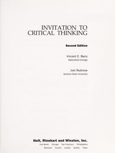 INVITATION CRITICAL THNKNG 2/E