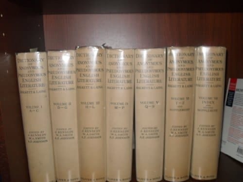 Dictionary of Anonymous and Pseudonymous English Literature: v. 8