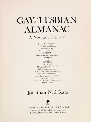 Gay/lesbian Almanac A New Documentary