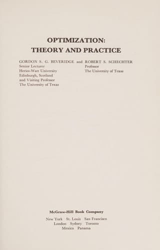 Optimization: Theory and Practice (Chemical Engineering)