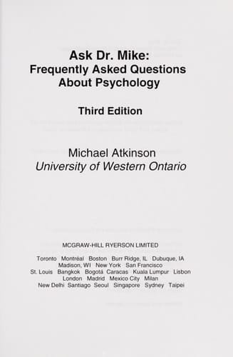 Ask Dr. Mike: Frequently Asked Questions about Psychology: CPS Ask Dr. Mike