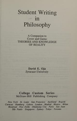 Student Writing in Philosophy