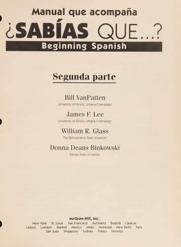 Manual Que Acompaña Sabías Que--? Beginning Spanish