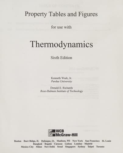 Thermodynamics Tables and Figures Supplement