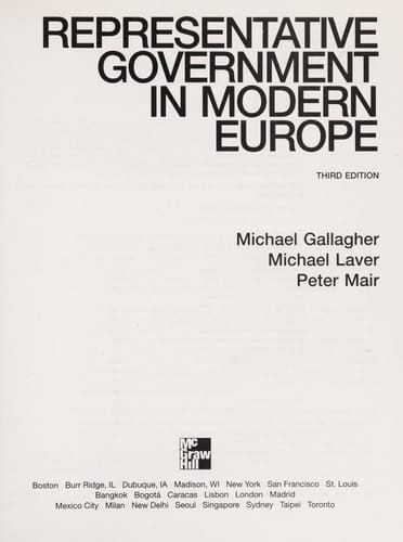 Representative Government in Modern Europe