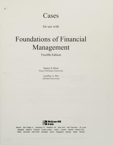 Casebook to accompany Foundations of Financial Management