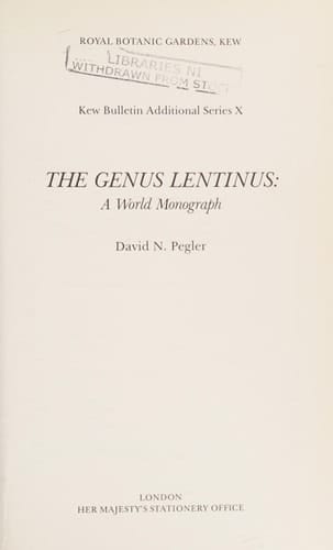 The Genus Lentinus: A World Monograph (Kew Bulletin Additional Series)