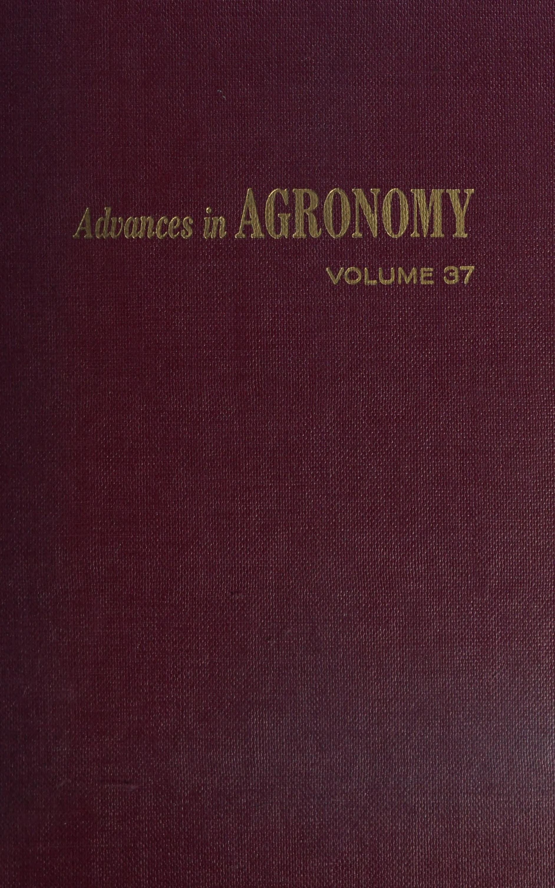 Advances in Agronomy, Vol. 37