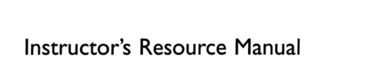 Instructors Resource Manual