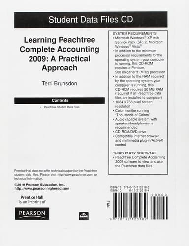 Learning Peachtree 2009, Learning Peachtree Complete Accounting 2009