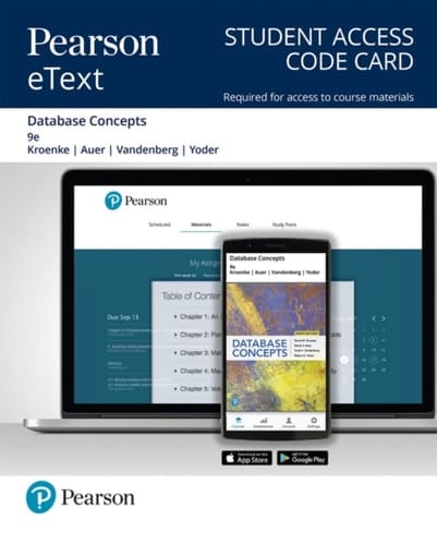 Database Concepts Pearson Etext Access Card