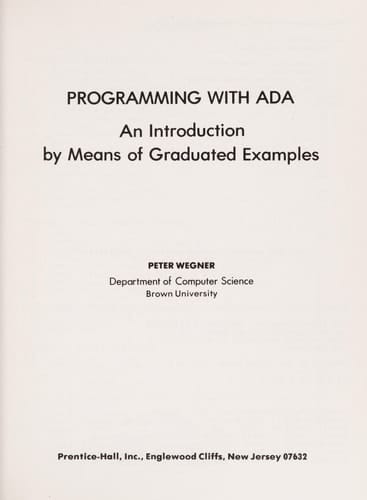 Programming With Ada: An Introduction by Means of Graduated Examples