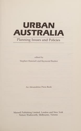 Urban Australia: Planning issues and policies