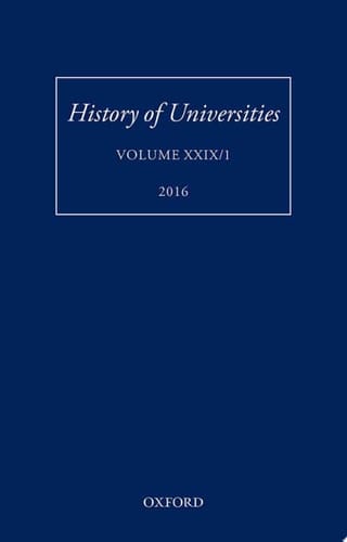 History of Universities: Volume XXIX / 1 (History of Universities Series)