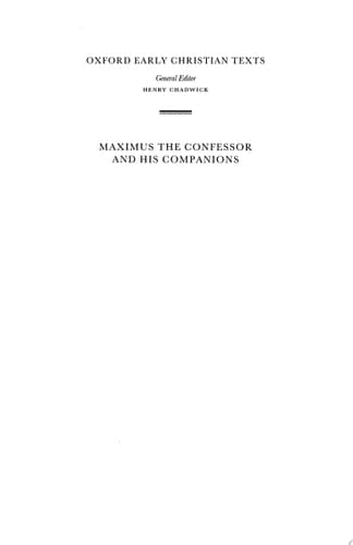 Maximus The Confessor And His Companions