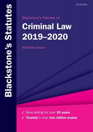 Blackstone's Statutes on Criminal Law 2019-2020