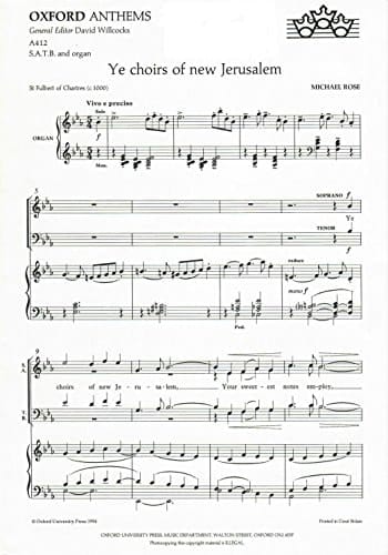 Ye choirs of new Jerusalem: S.A.T.B. and organ (Oxford anthems)